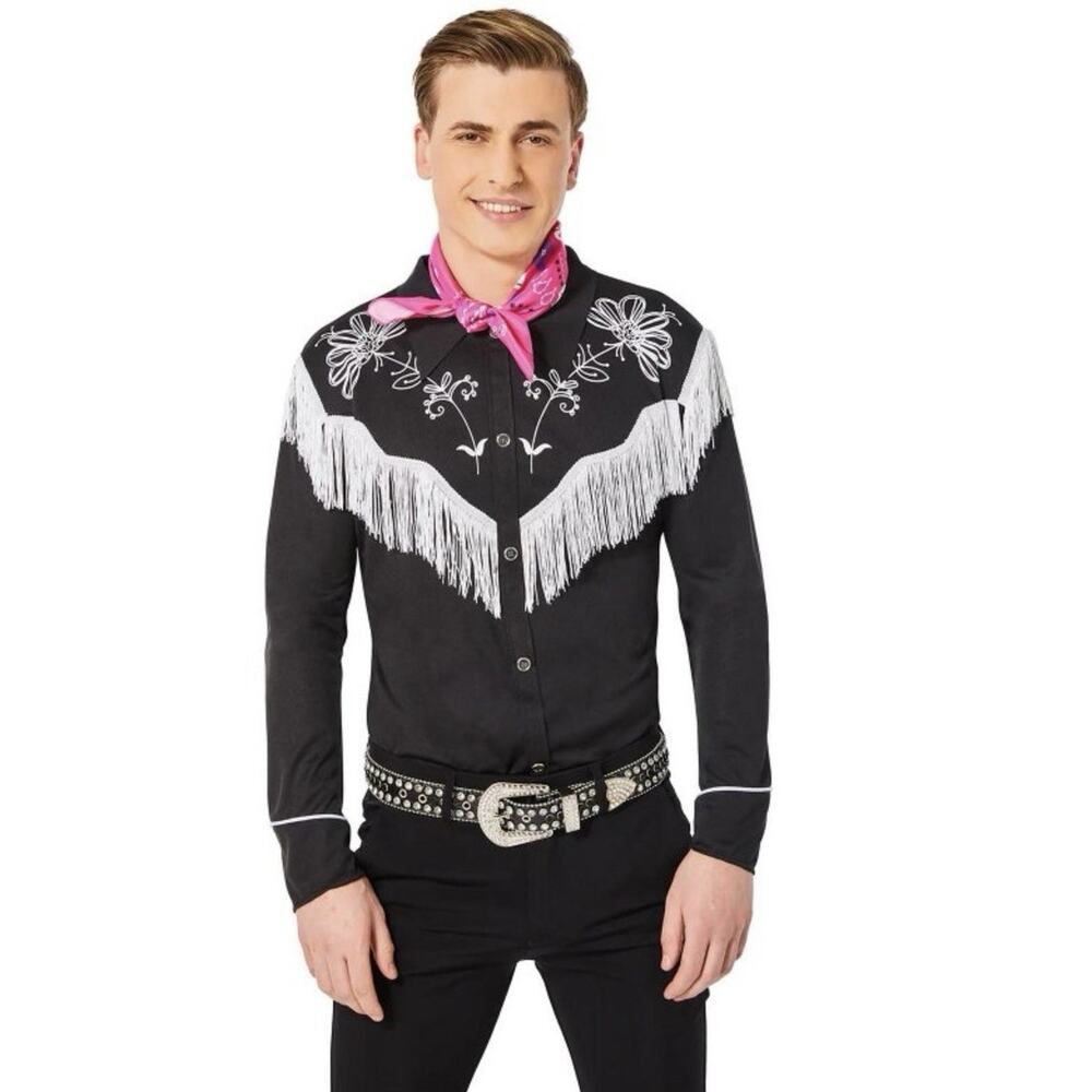 Barbie Movie Western Ken Cowboy Halloween Costume Fringe Shirt Bandana L 42/44